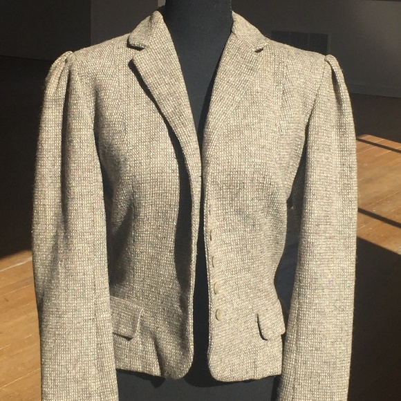 Custom made high waisted tweed vintage cottagecore beige and brown jacket - Picture 2 of 11